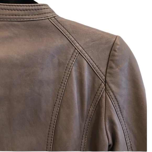 Michael Kors Genuine Leather Brown Moto Jacket xs - Picture 4 of 14